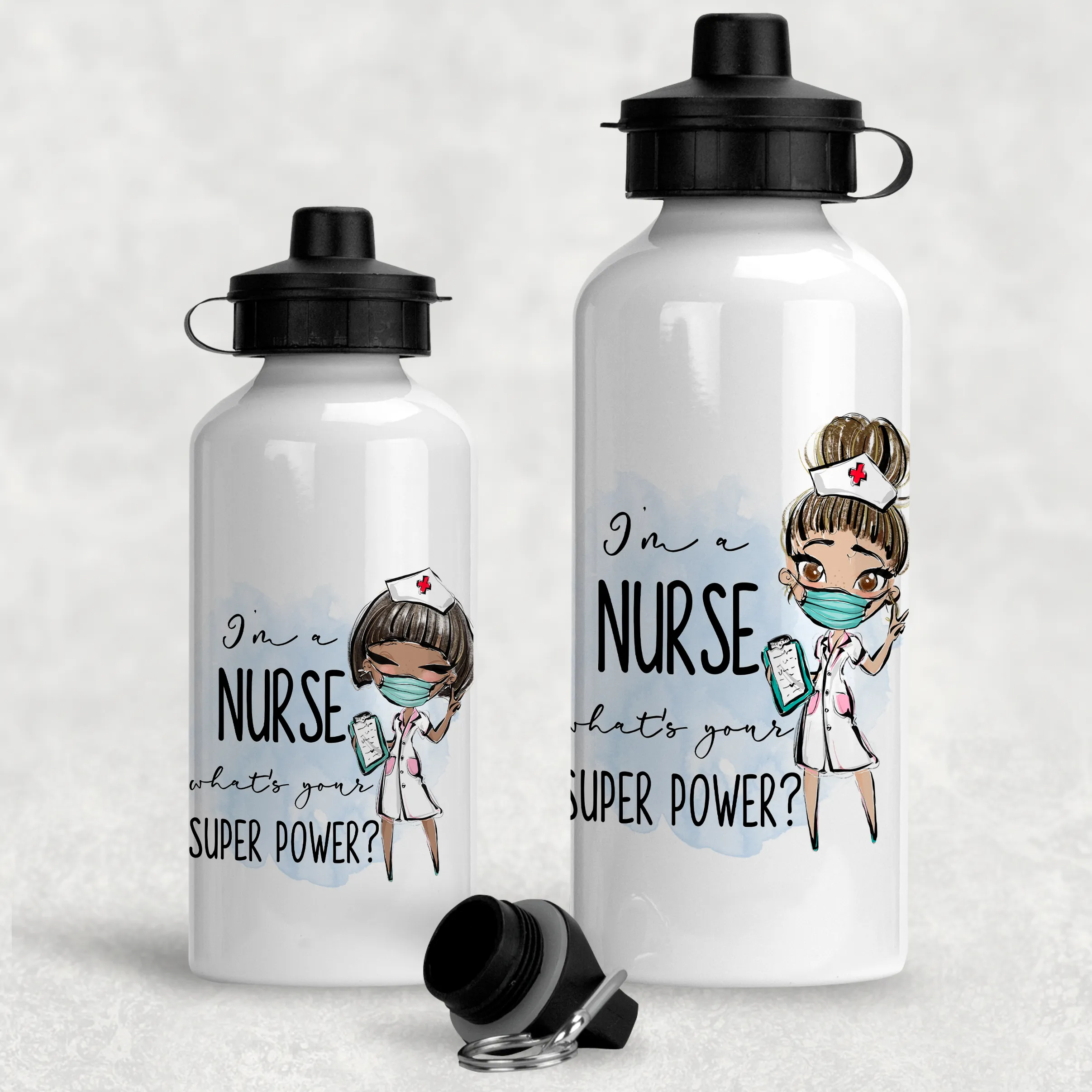 I'm A Nurse What's Your Superpower? Personalised Aluminium Water Bottle 400/600ml