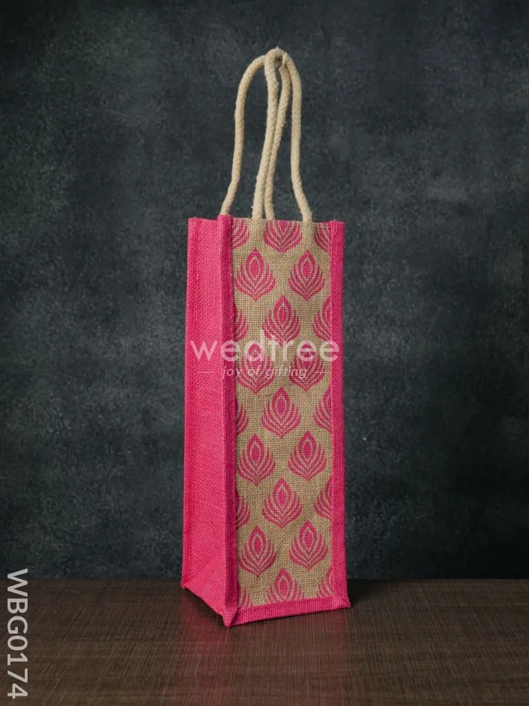 Jutebag - Water Bottle Bag with Floral Print - WBG0174