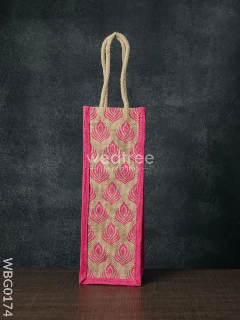 Jutebag - Water Bottle Bag with Floral Print - WBG0174