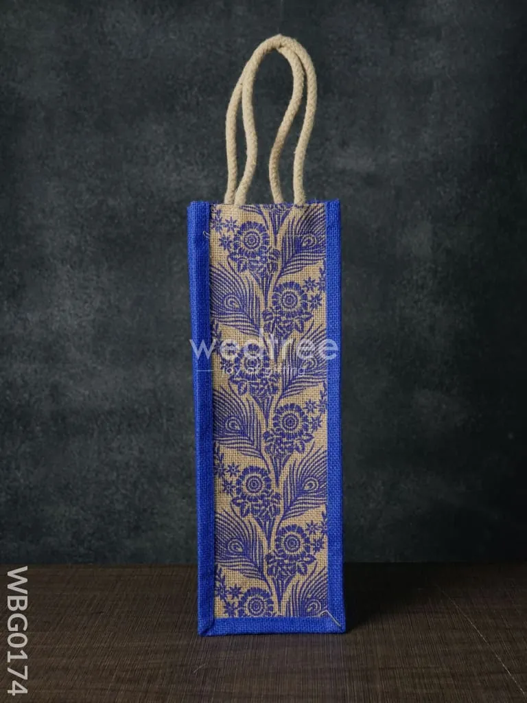 Jutebag - Water Bottle Bag with Floral Print - WBG0174