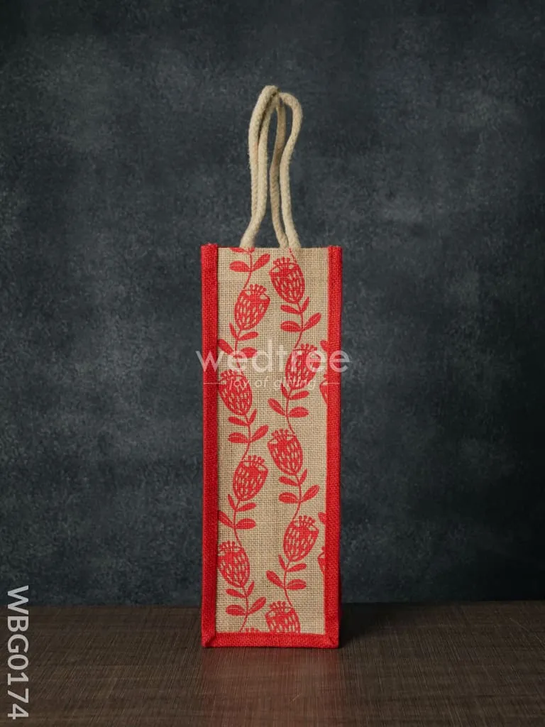 Jutebag - Water Bottle Bag with Floral Print - WBG0174