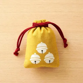 Katazome Small Talisman Bag - Bell -,  Drawstring Pouch,  Japanese traditional craft bag