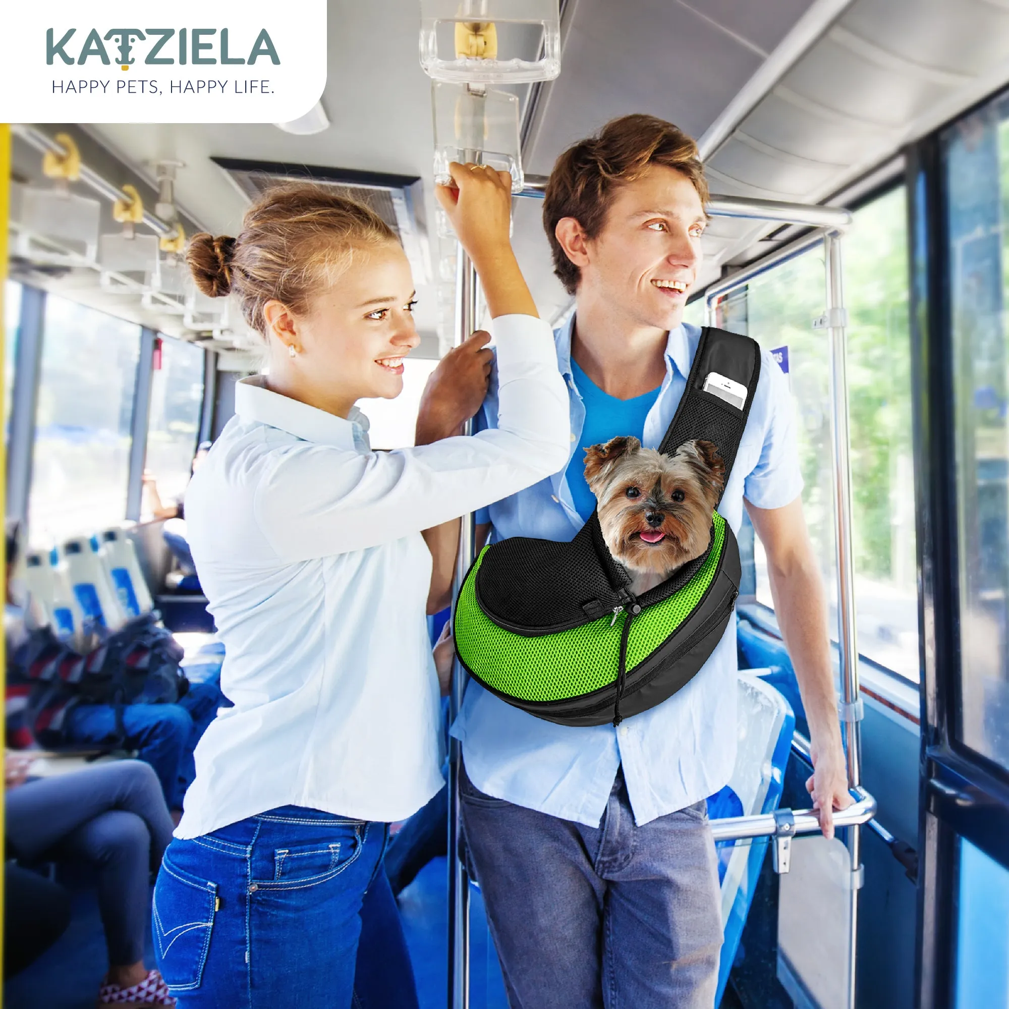 Katziela Expandable Sling Dog & Cat Carrier - Green