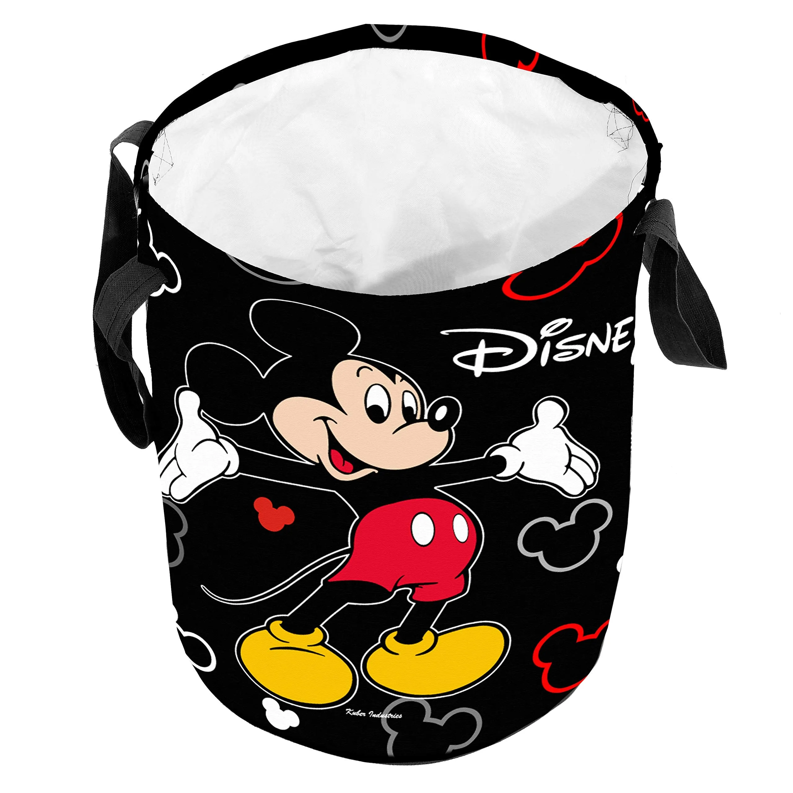 Kuber Industries Disney Print Waterproof Cotton Laundry Bag, Toy Storage, Laundry Basket Organizer 45 L (Black)-KUBMART1591 Pack of 1 Black