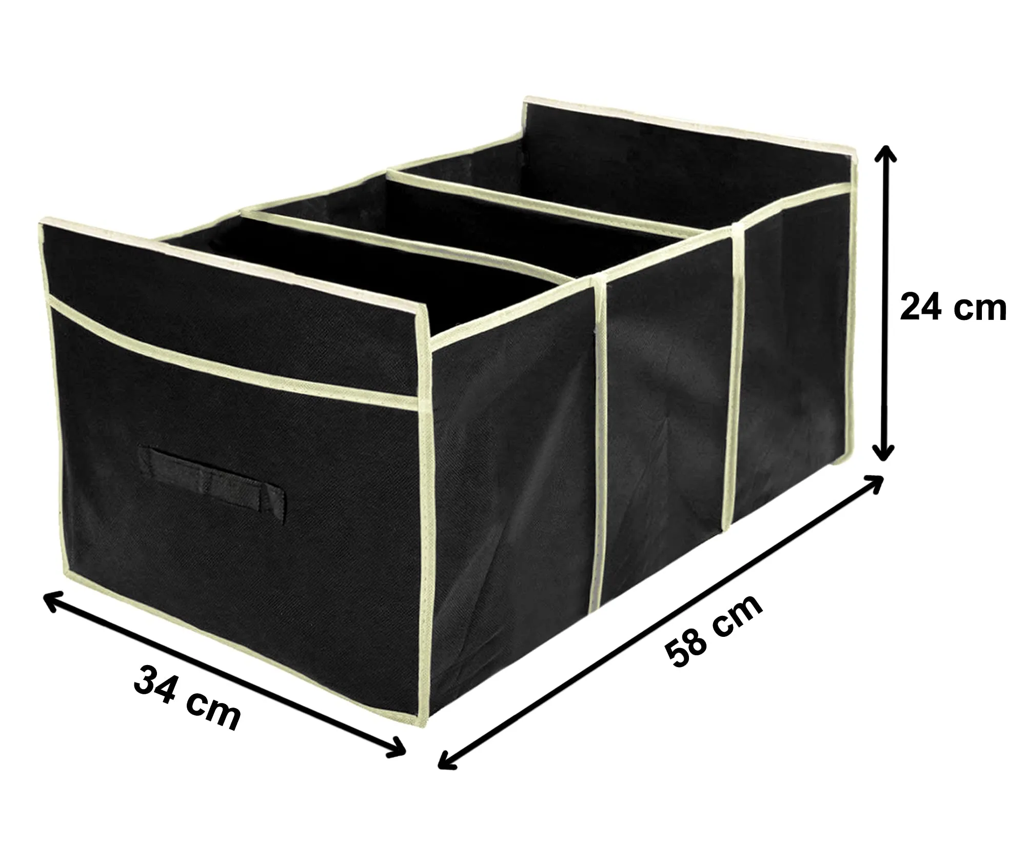 Kuber Industries Foldable Trunk Storage Organizer, Reinforced Handles, Suitable for Any Car, SUV, Mini-Van (Black)