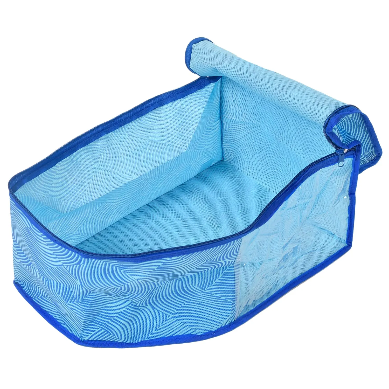 Kuber Industries Lahariya Printed Non-Woven Blouse Cover/Organizer With Front Window- Pack of 2 (Blue)-44KM0543