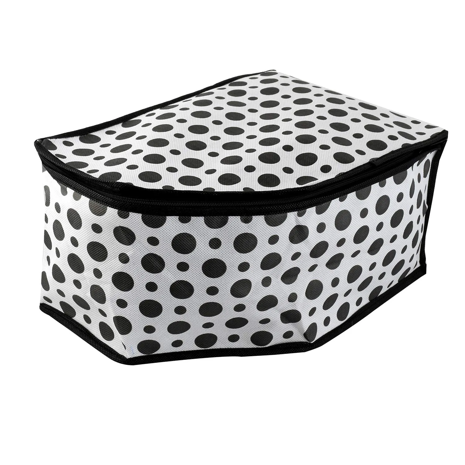 Kuber Industries Non-Woven Blouse Cover/Organizer|Polka Dots & Transparent Window|Size 38 x 27 x 19 CM|Pack of 2 (Black & White) -CTKTC038081