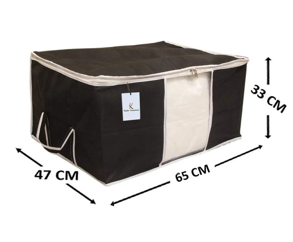 Kuber Industries Rectangular Non-Woven Underbed Storage Bag Set, Extra Large, Pack of 2 (Black)