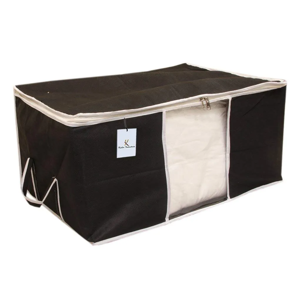 Kuber Industries Rectangular Non-Woven Underbed Storage Bag Set, Extra Large, Pack of 2 (Black)