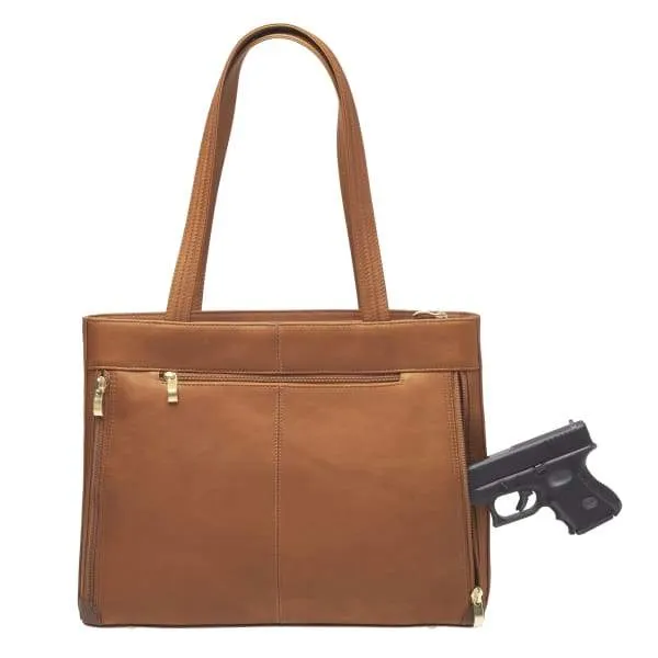 Leather Concealed Carry Portfolio Tote