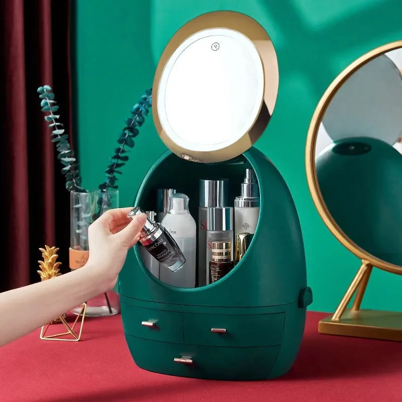 LED Mirror Curvy Cosmetics Storage Box