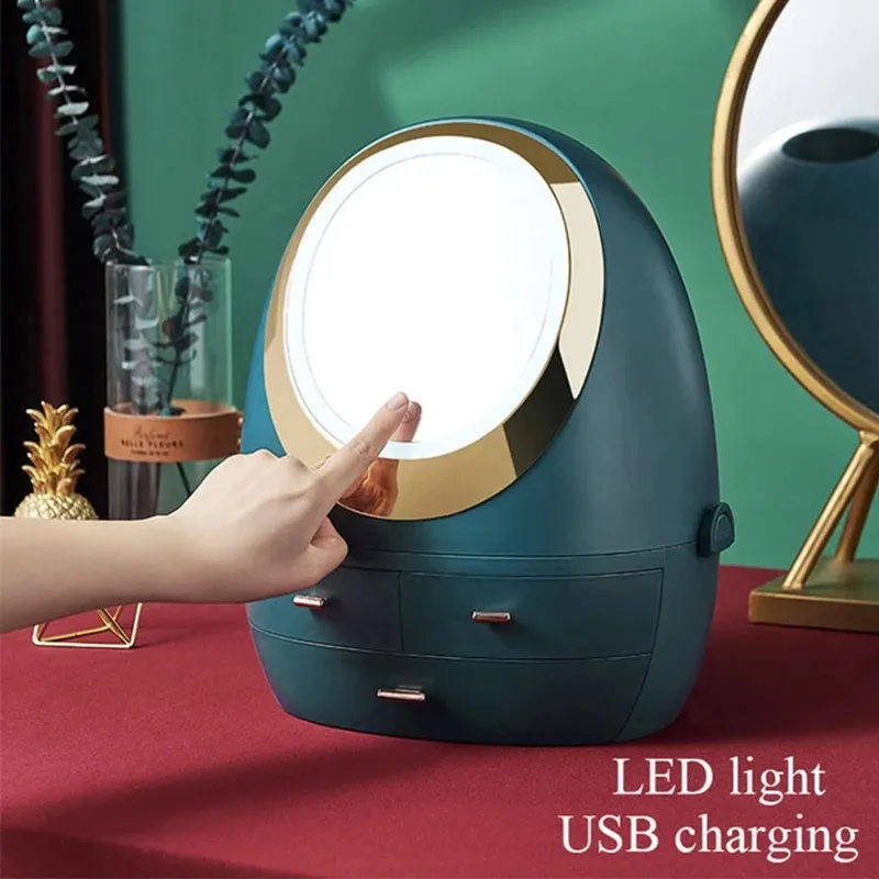 LED Mirror Curvy Cosmetics Storage Box