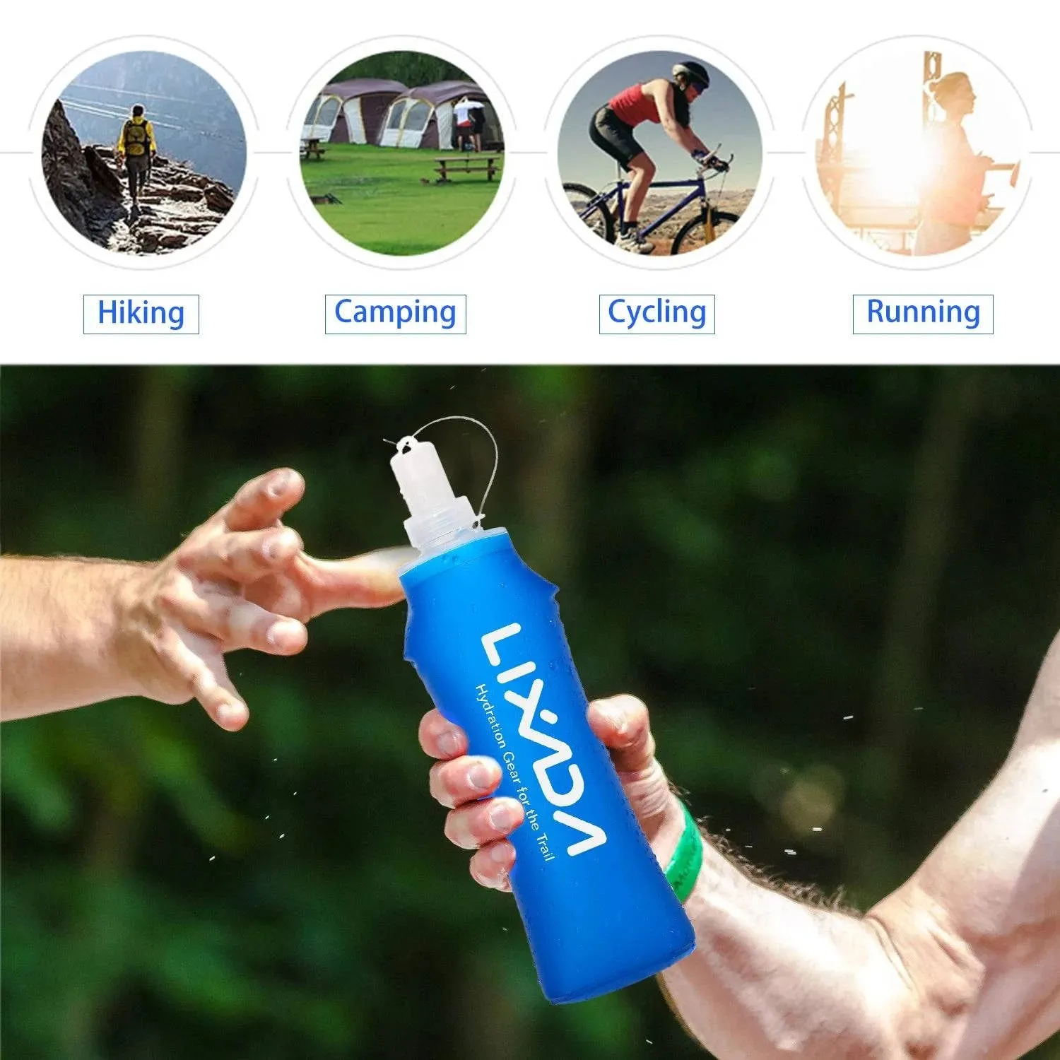 Lixada 1/2 Pcs 500ml Outdoor Sport Camping Running Sport Bicycle Soft Water Bottle Folding TPU Soft Flask Water Bag