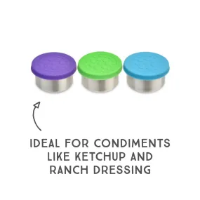 Lunchbots 1.5oz Small Stainless Steel Dip Containers with Silicone Lids - set of3 - Assorted Colours