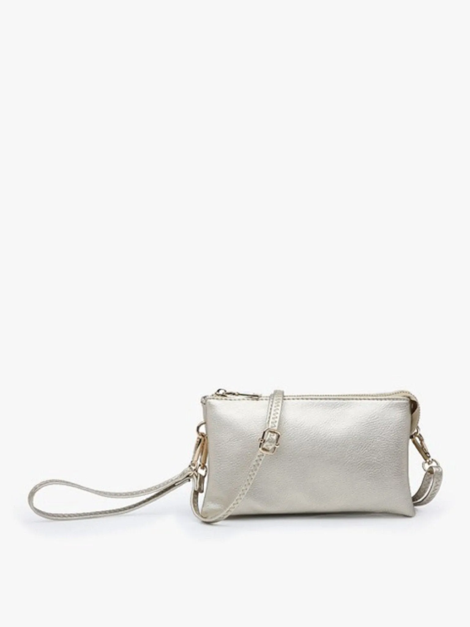 M013 Riley Plain Metallic 3 Compartment Crossbody/Wristlet