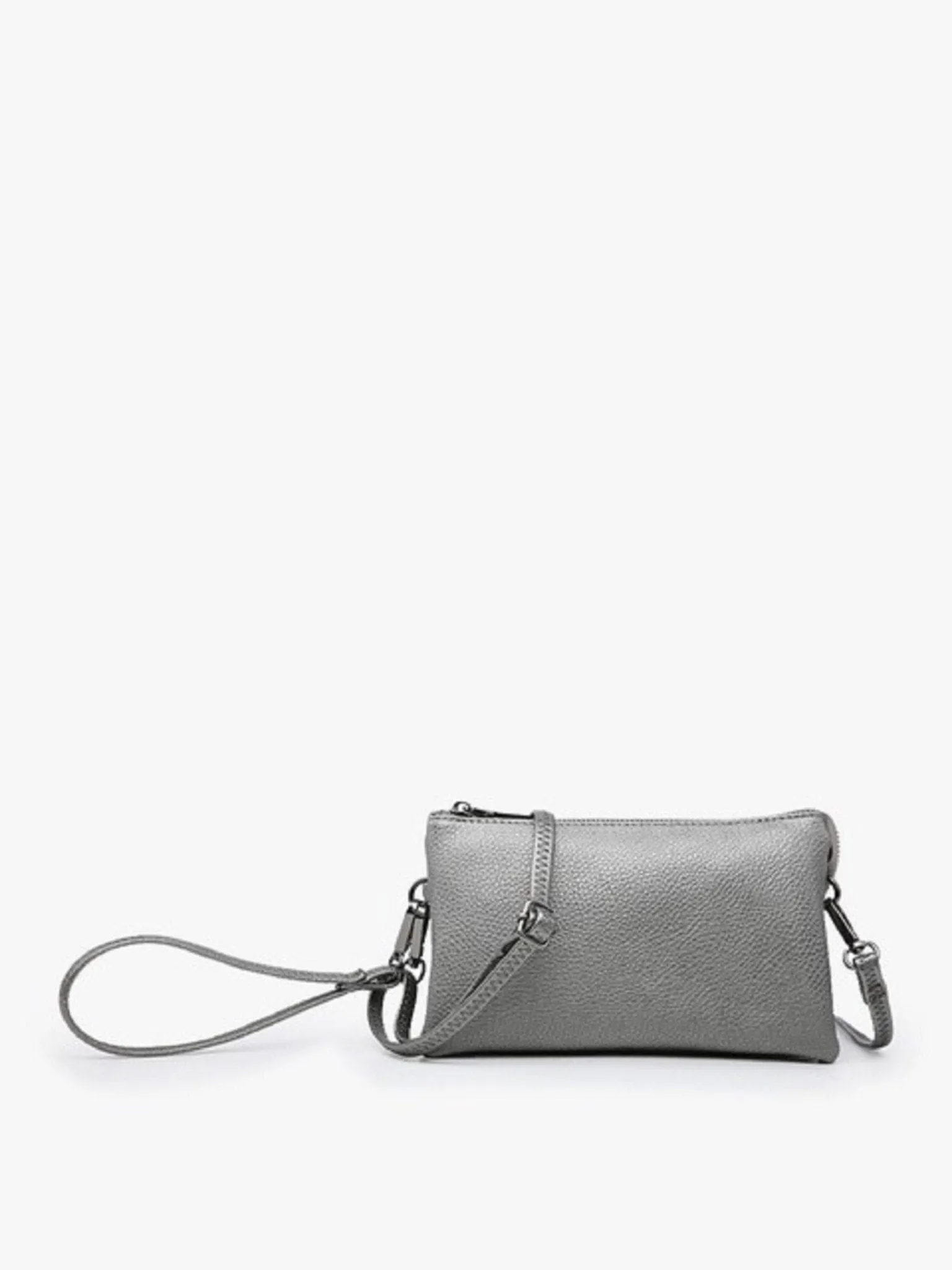 M013 Riley Plain Metallic 3 Compartment Crossbody/Wristlet