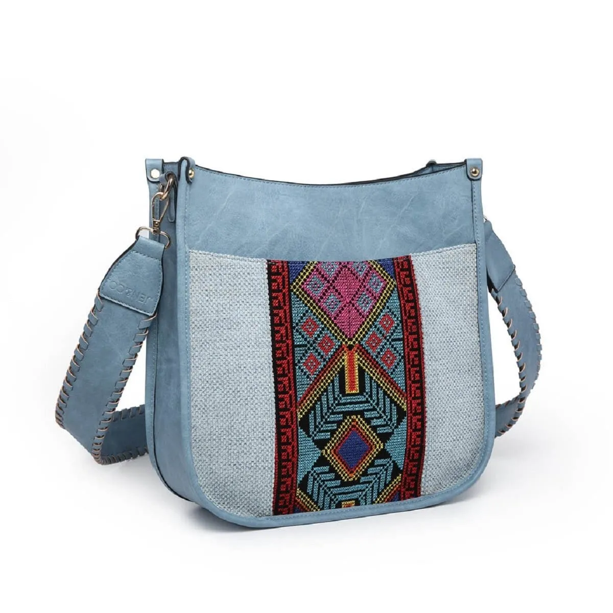 M1977TRB Inspired Tribal Print Flannel Front Crossbody