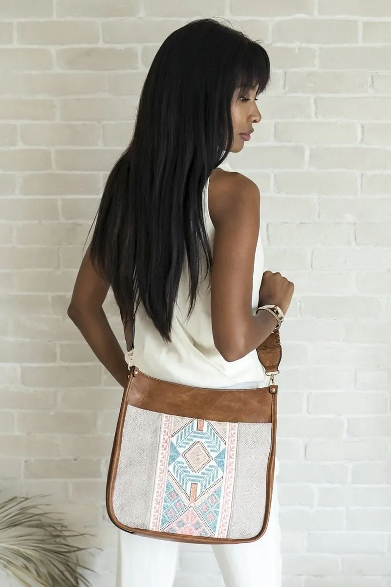 M1977TRB Inspired Tribal Print Flannel Front Crossbody