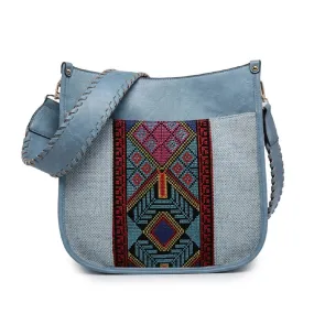 M1977TRB Inspired Tribal Print Flannel Front Crossbody