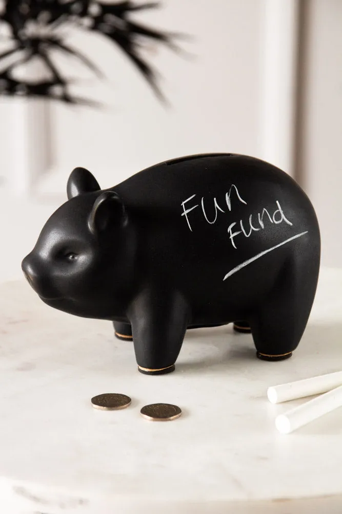 Matt Black Chalkboard Piggy Bank