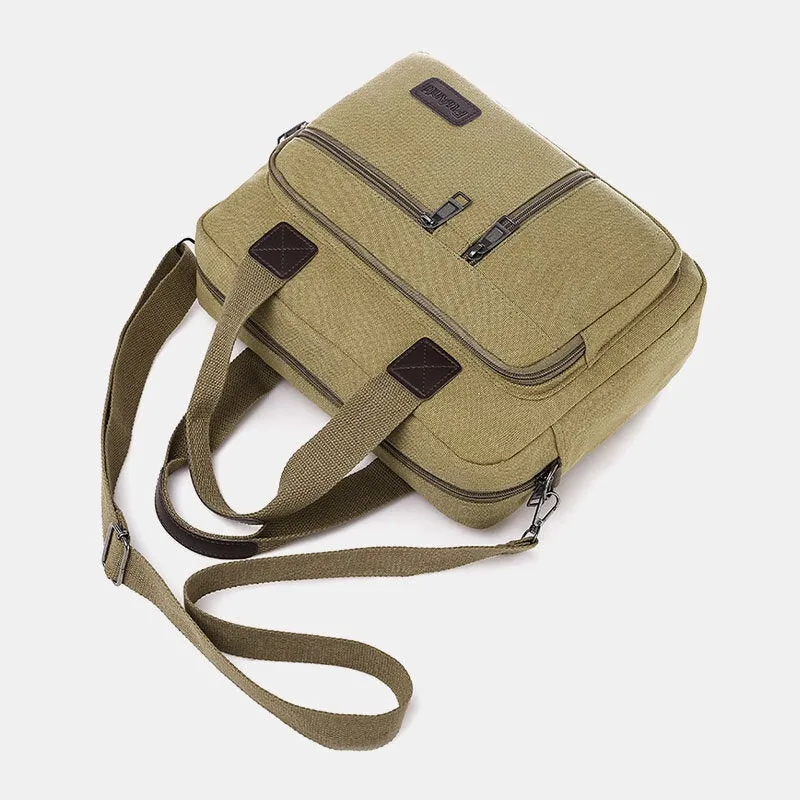 Men Canvas Multi-pocket Large Capacity Anti-theft Crossbody Bag