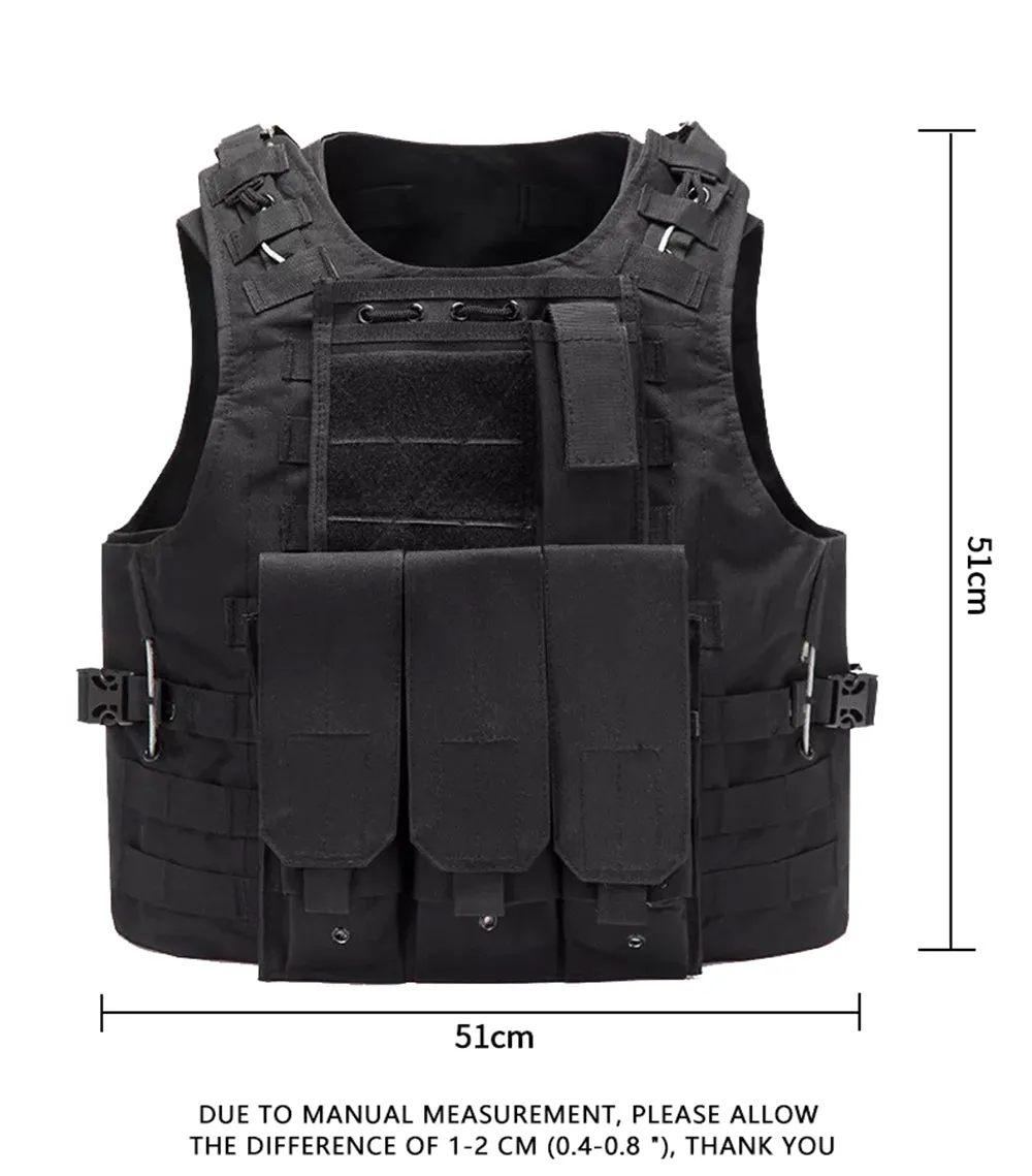 Mens Military Tactical Vest MOLLE Assault Plate Carrier Combat Play Vest /Gloves