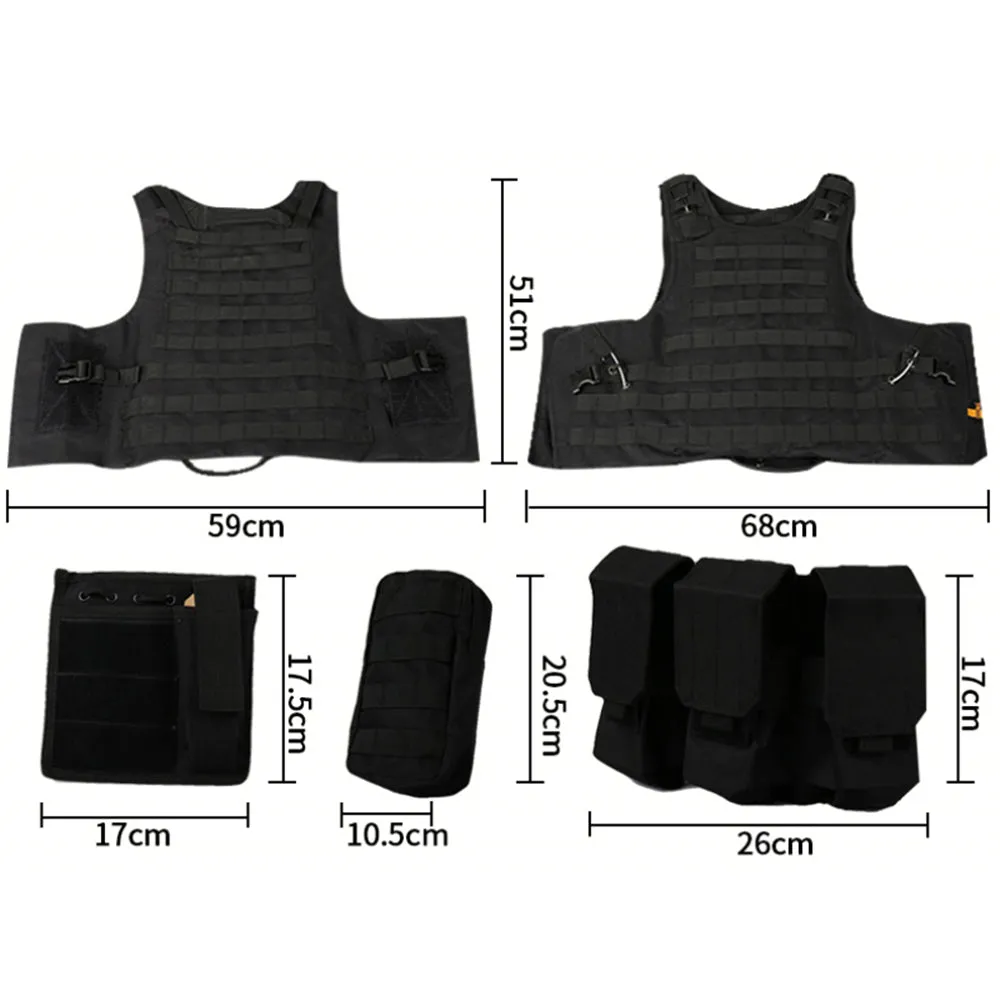 Mens Military Tactical Vest MOLLE Assault Plate Carrier Combat Play Vest /Gloves