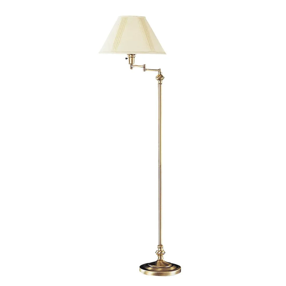 Mid Century Elegant Opulent Gold Height Metal Floor Lamp in Antique Brass