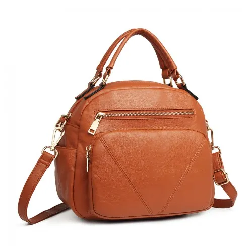 Miss Lulu Bowler Style Shoulder Bag - Brown | Premium PU Leather Handbag