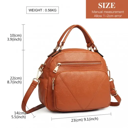 Miss Lulu Bowler Style Shoulder Bag - Brown | Premium PU Leather Handbag