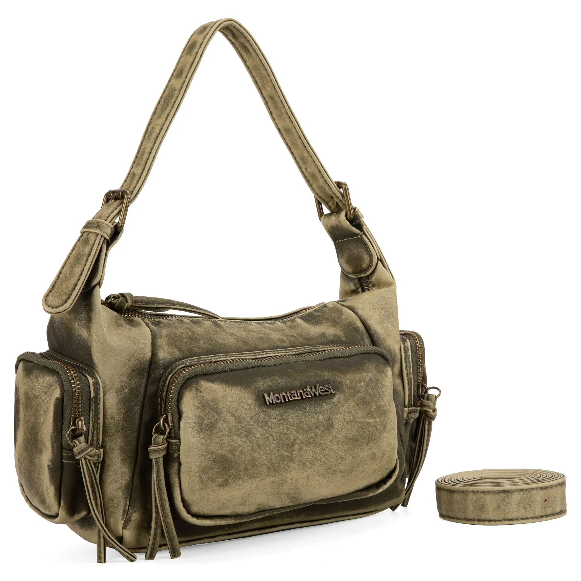 MWC-223 Montana West Stone Wash Hobo/Crossbody Green