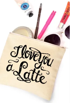 Natural "I love you a Latte" Makeup Bag