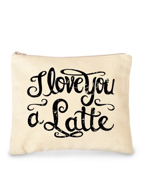 Natural "I love you a Latte" Makeup Bag