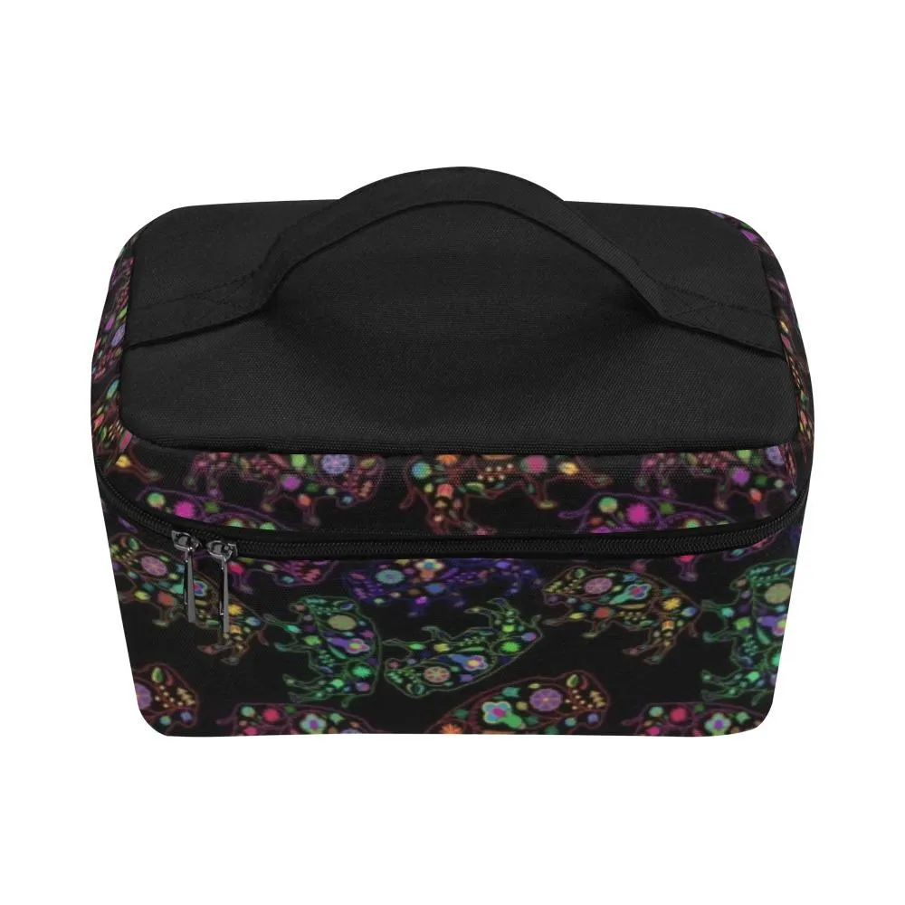 Neon Floral Buffalos Cosmetic Bag/Large