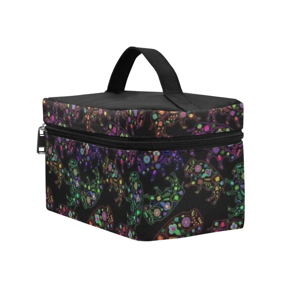 Neon Floral Buffalos Cosmetic Bag/Large