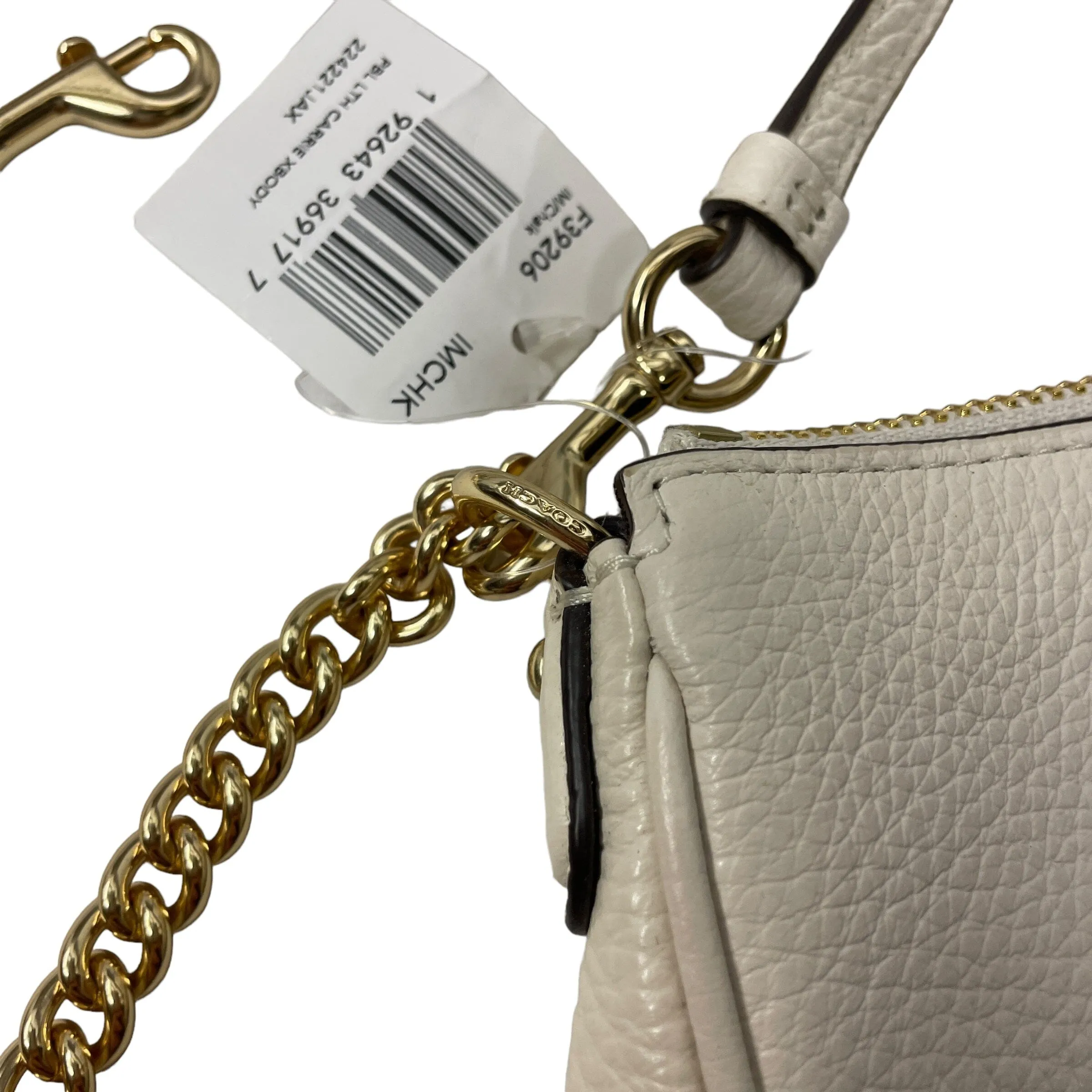 NWT Designer Coach Leather Crossbody Purse in Cream with Gold Accents