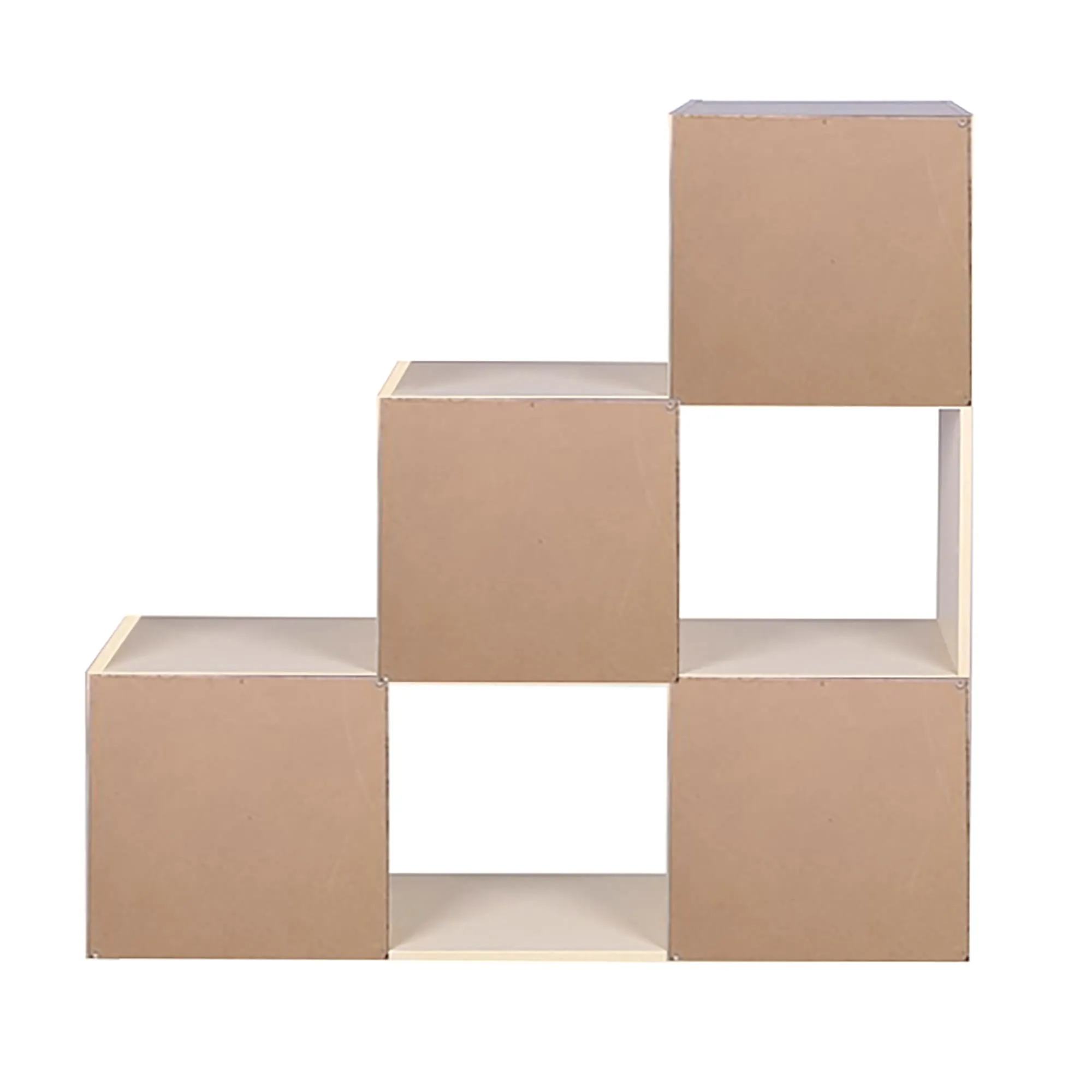 Open and Enclosed Tiered 6 Cube MDF Storage Organizer, Oak