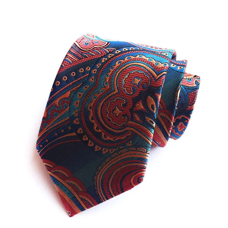 Orange & Teal Men's Playful Paisley Necktie