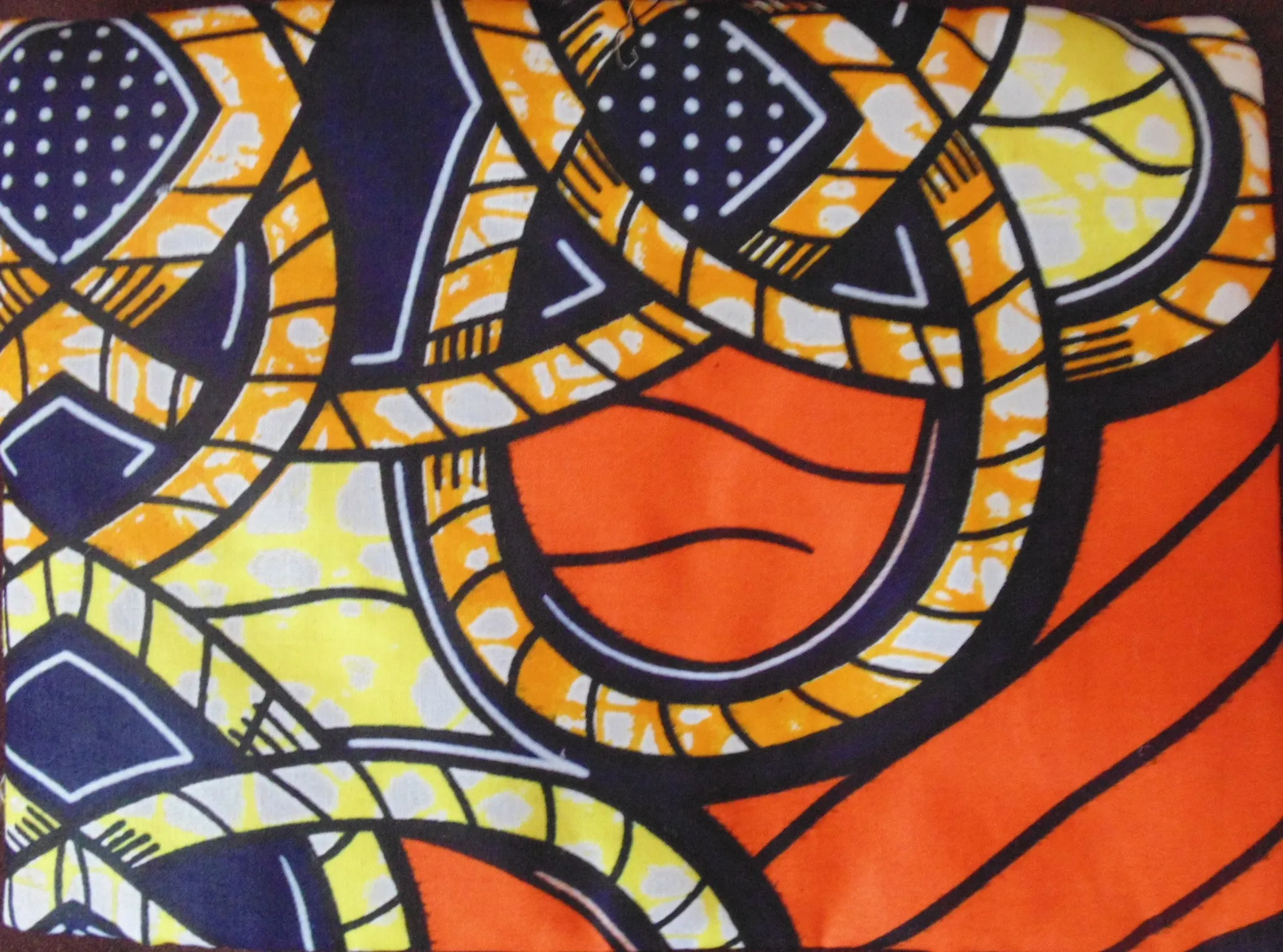 Orange padded African Print Makeup bag/Pencil case