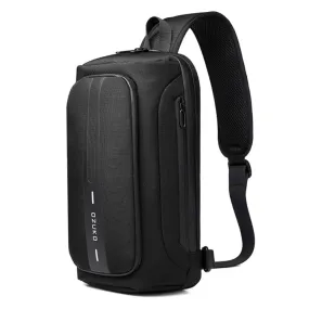 Ozuko 9315 Outdoor Waterproof Men Business Chest Bag Anti-theft Shoulder Messenger Bag with External USB Charging Port(Black)