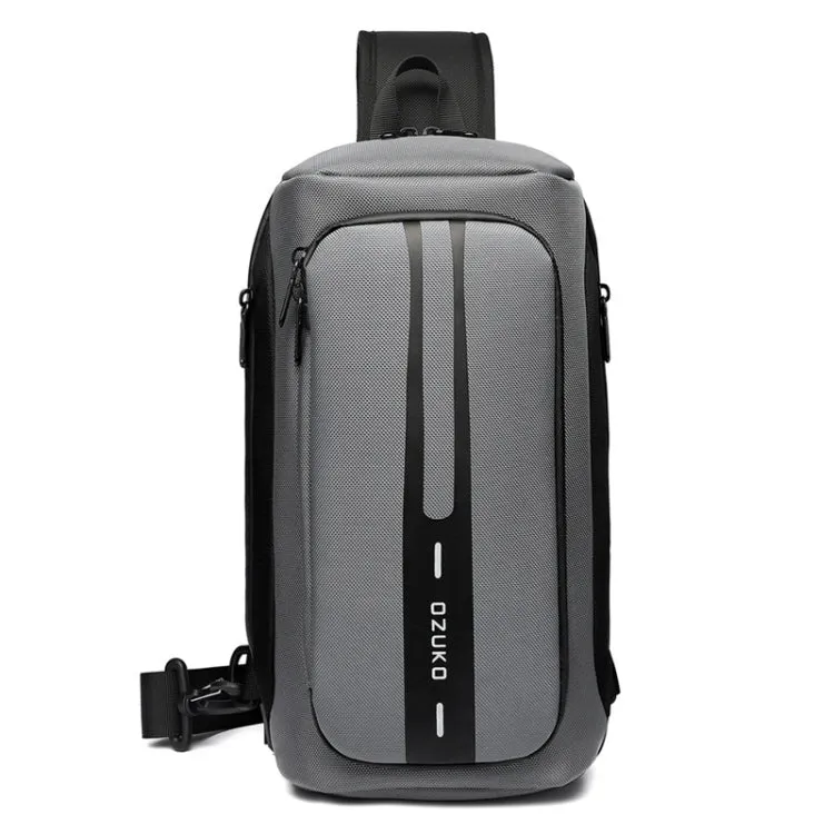 Ozuko 9315 Outdoor Waterproof Men Business Chest Bag Anti-theft Shoulder Messenger Bag with External USB Charging Port(Dark Gray)