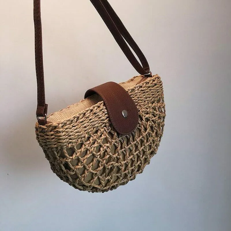 Paziye Handmade Woven Straw Crossbody Bag