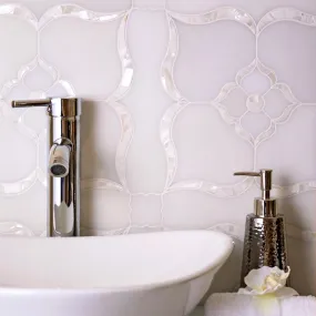 Pearl Flower White Marble & Mother Of Pearl Waterjet Mosaic Tile