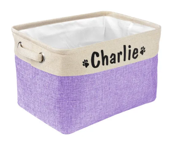 Personalized Foldable Pet Toy Storage Basket - Customized Kids Toy Organizer - Custom Dog Toy Basket Dog Toys Storage Bag Dog Toy Bin