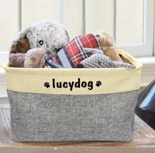 Personalized Foldable Pet Toy Storage Basket - Customized Kids Toy Organizer - Custom Dog Toy Basket Dog Toys Storage Bag Dog Toy Bin