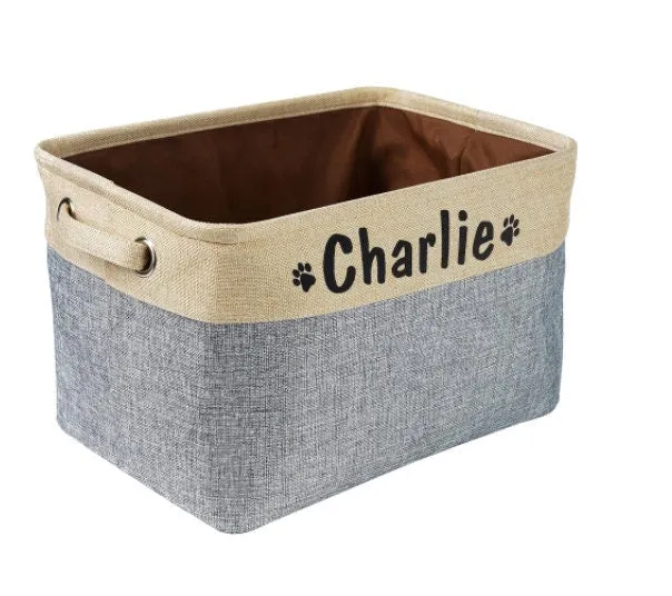 Personalized Foldable Pet Toy Storage Basket - Customized Kids Toy Organizer - Custom Dog Toy Basket Dog Toys Storage Bag Dog Toy Bin