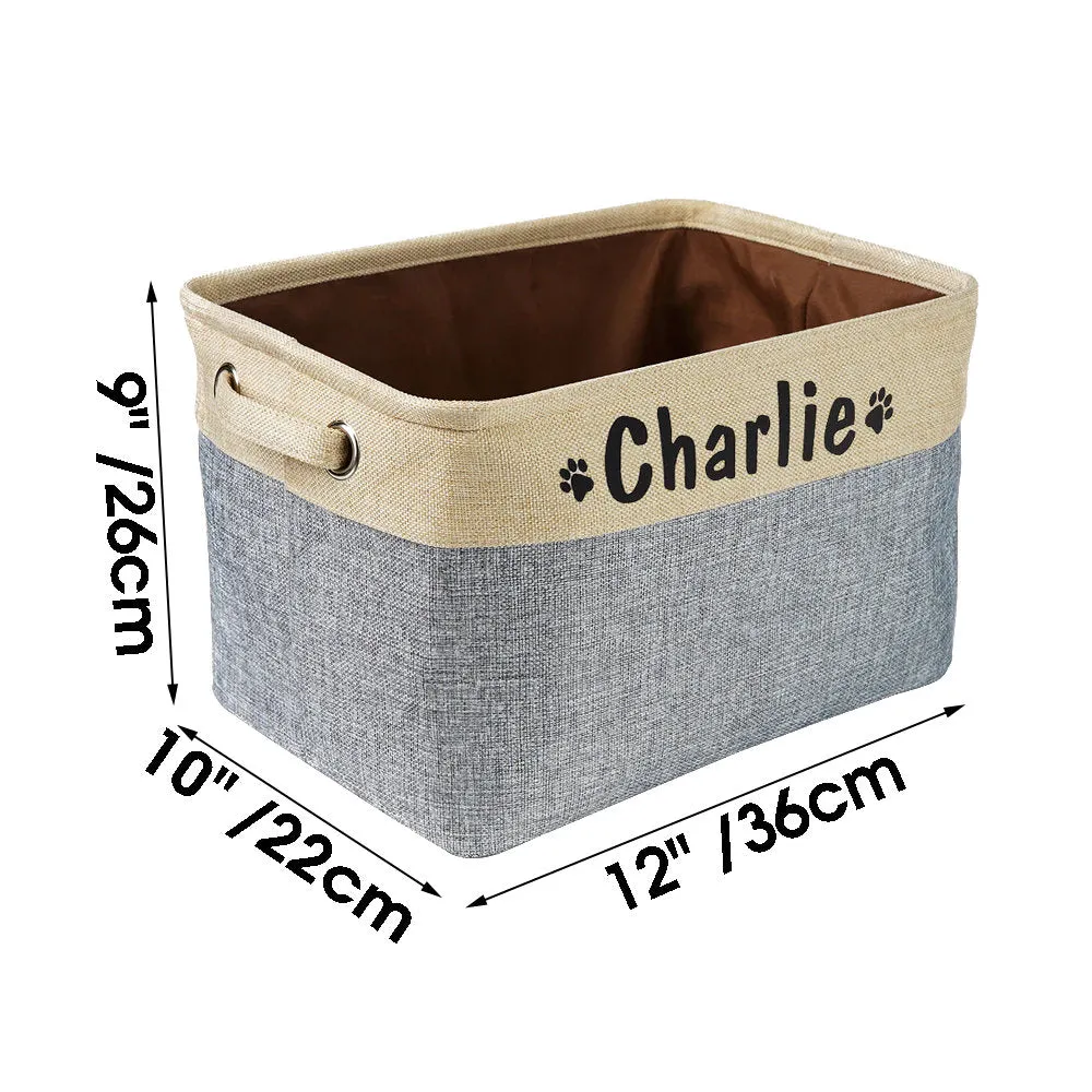 Personalized Foldable Pet Toy Storage Basket - Customized Kids Toy Organizer - Custom Dog Toy Basket Dog Toys Storage Bag Dog Toy Bin