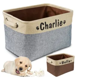 Personalized Foldable Pet Toy Storage Basket - Customized Kids Toy Organizer - Custom Dog Toy Basket Dog Toys Storage Bag Dog Toy Bin