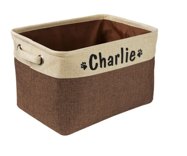 Personalized Foldable Pet Toy Storage Basket - Customized Kids Toy Organizer - Custom Dog Toy Basket Dog Toys Storage Bag Dog Toy Bin