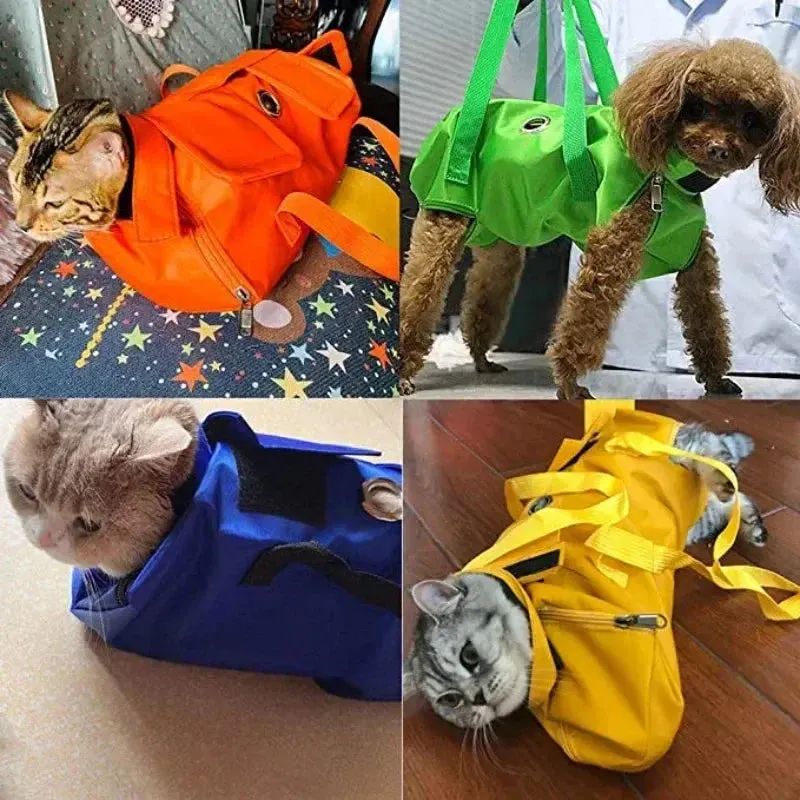 Pet Carrier Sling Bag Multi-Function Dog Cat Grooming Restraint Fixed Bags Anti-scratch Special Bathing Washing Trimming Nail